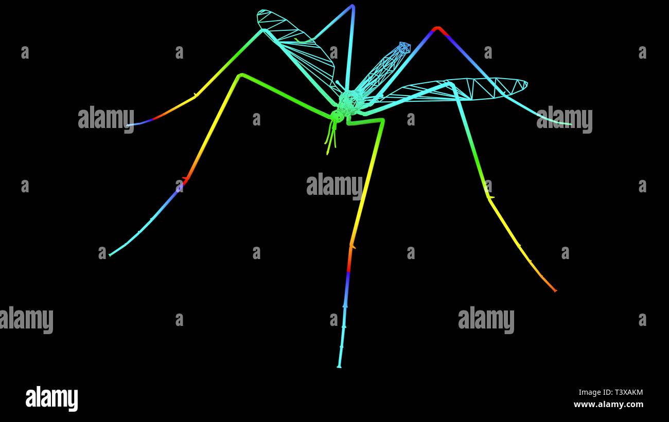 Le rendu 3D d'un objet artistique faite avec des lignes de corde isolated on black Banque D'Images