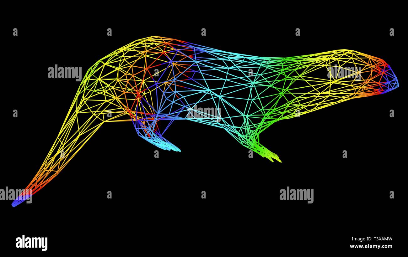Le rendu 3D d'un objet artistique faite avec des lignes de corde isolated on black Banque D'Images