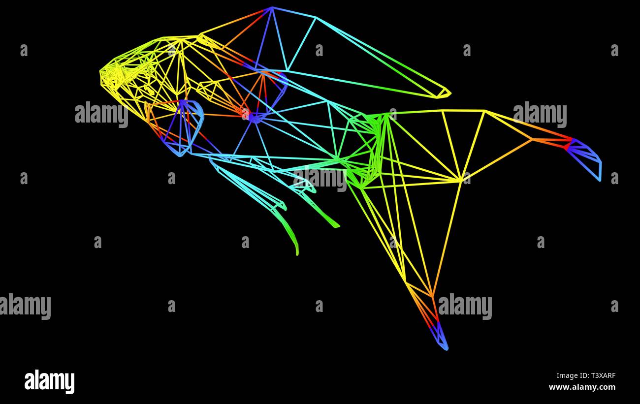 Le rendu 3D d'un objet artistique faite avec des lignes de corde isolated on black Banque D'Images