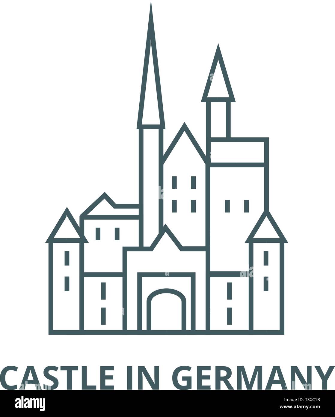 Château en Allemagne, l'icône de la ligne de vecteur. Château en Allemagne contours signe, symbole, télévision illustration Illustration de Vecteur