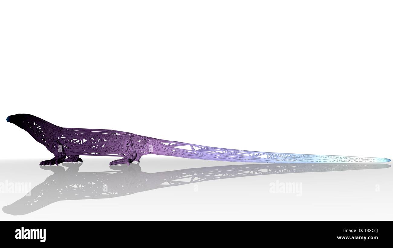 Le rendu 3D d'un animal d'une réflexion artistique isolé sur fond blanc Banque D'Images