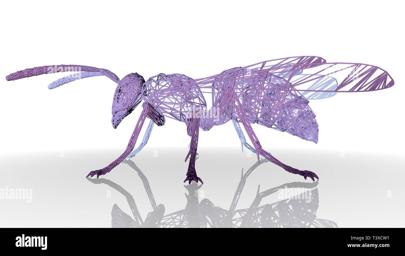 Le rendu 3D d'un animal d'une réflexion artistique isolé sur fond blanc Banque D'Images