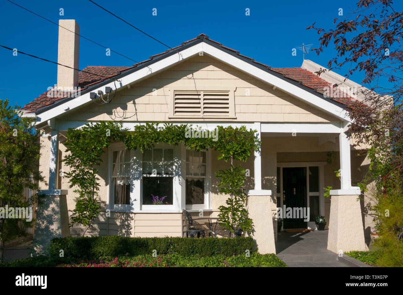 Chambre bungalow californien ca. En 1920 Caulfield, Melbourne, Australie Banque D'Images