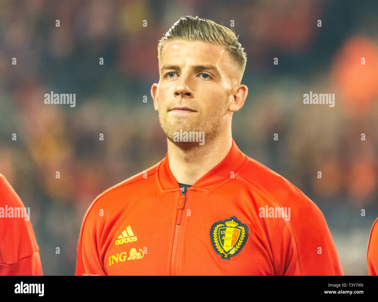 Bruxelles, Belgique - 20 mars 2019. Défenseur de l'équipe nationale de football belge Toby Alderweireld avant l'UEFA Euro 2020 match de qualification le Belgique contre Rus Banque D'Images