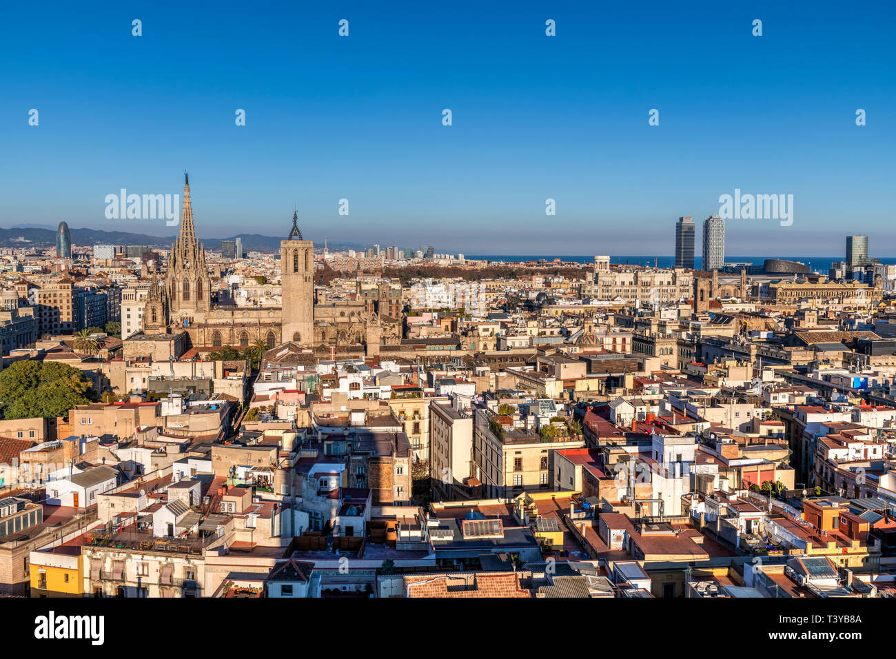 Quartier gothique skyline, Barcelone, Catalogne, Espagne Banque D'Images