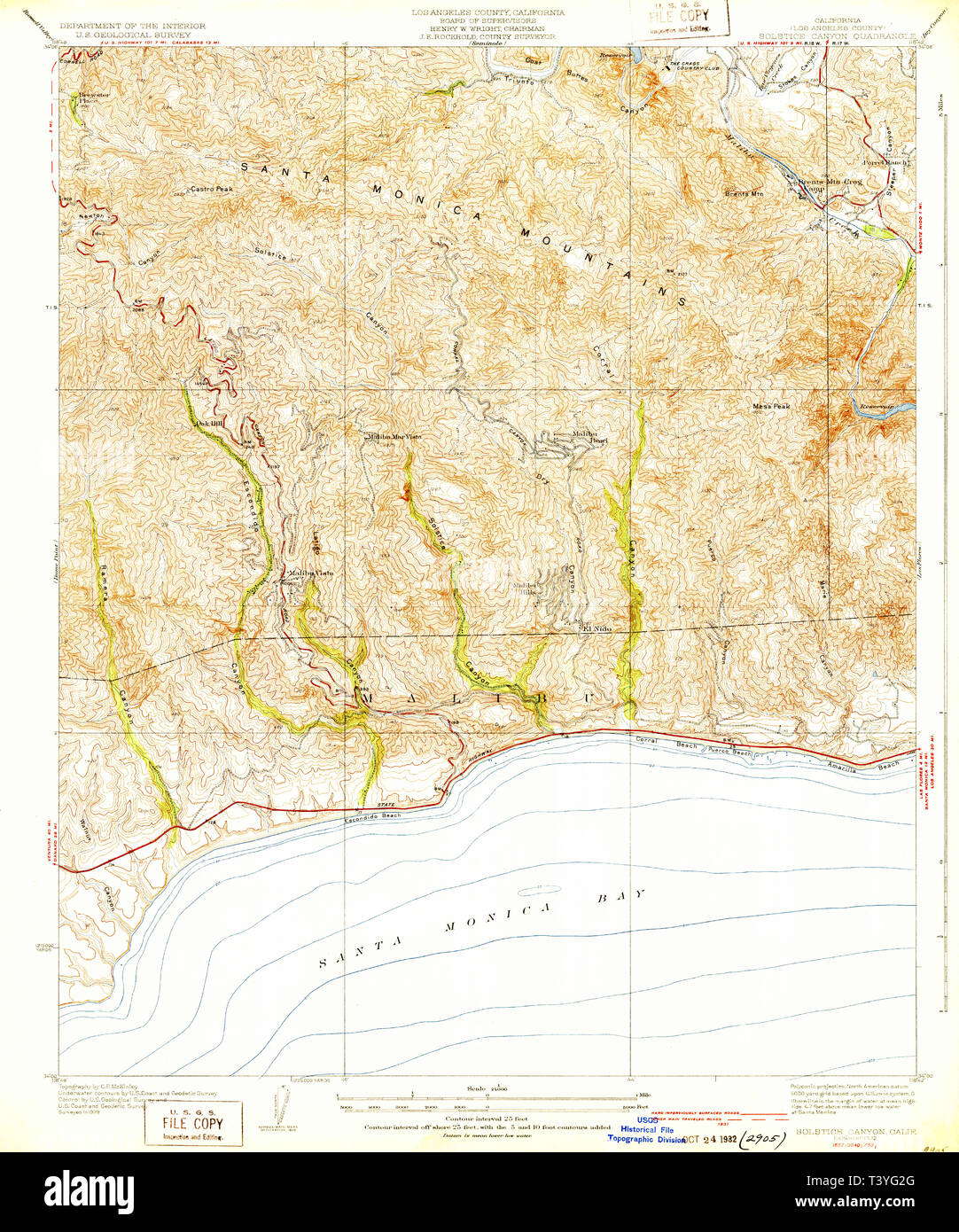 Carte de l'USGS TOPO Canyon Solstice CA CALIFORNIE 295258 193224000 Restoration Banque D'Images