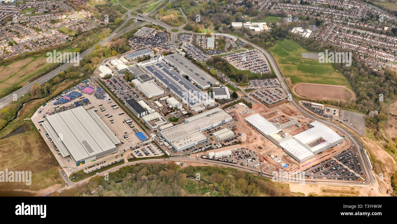 Une vue aérienne de Jaguar Land Rover à Whitley, Coventry, West Midlands, Royaume-Uni Banque D'Images