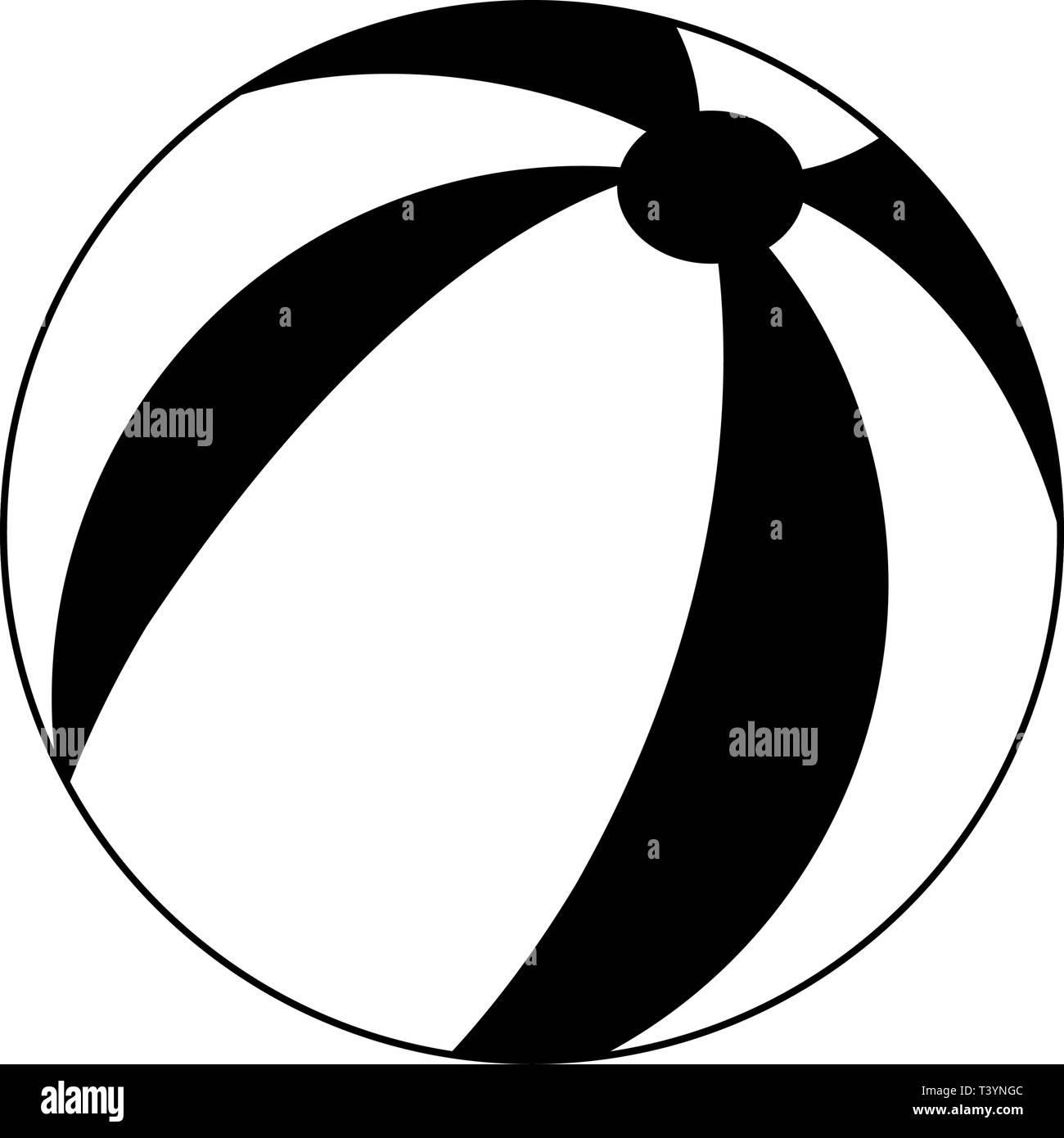 Ballon De Plage Isolée De Dessin Animé Noir Et Blanc