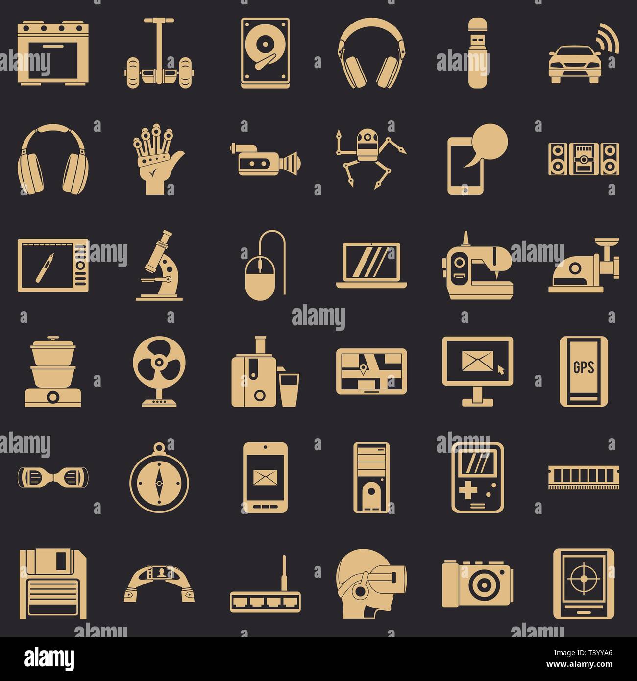 Ancien appareil icons set, le style simple Illustration de Vecteur