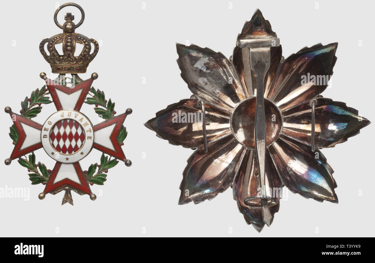 Ordre de Saint Charles, ensemble de grand croix, la plaque en argent, diamètre 96mm, bijou en vermeil, diamètre 60mm, éclat, avec écharpe, dans son coffret de la maison Aubert 'Paris', Additional-Rights Clearance-Info-Not-Available- Banque D'Images