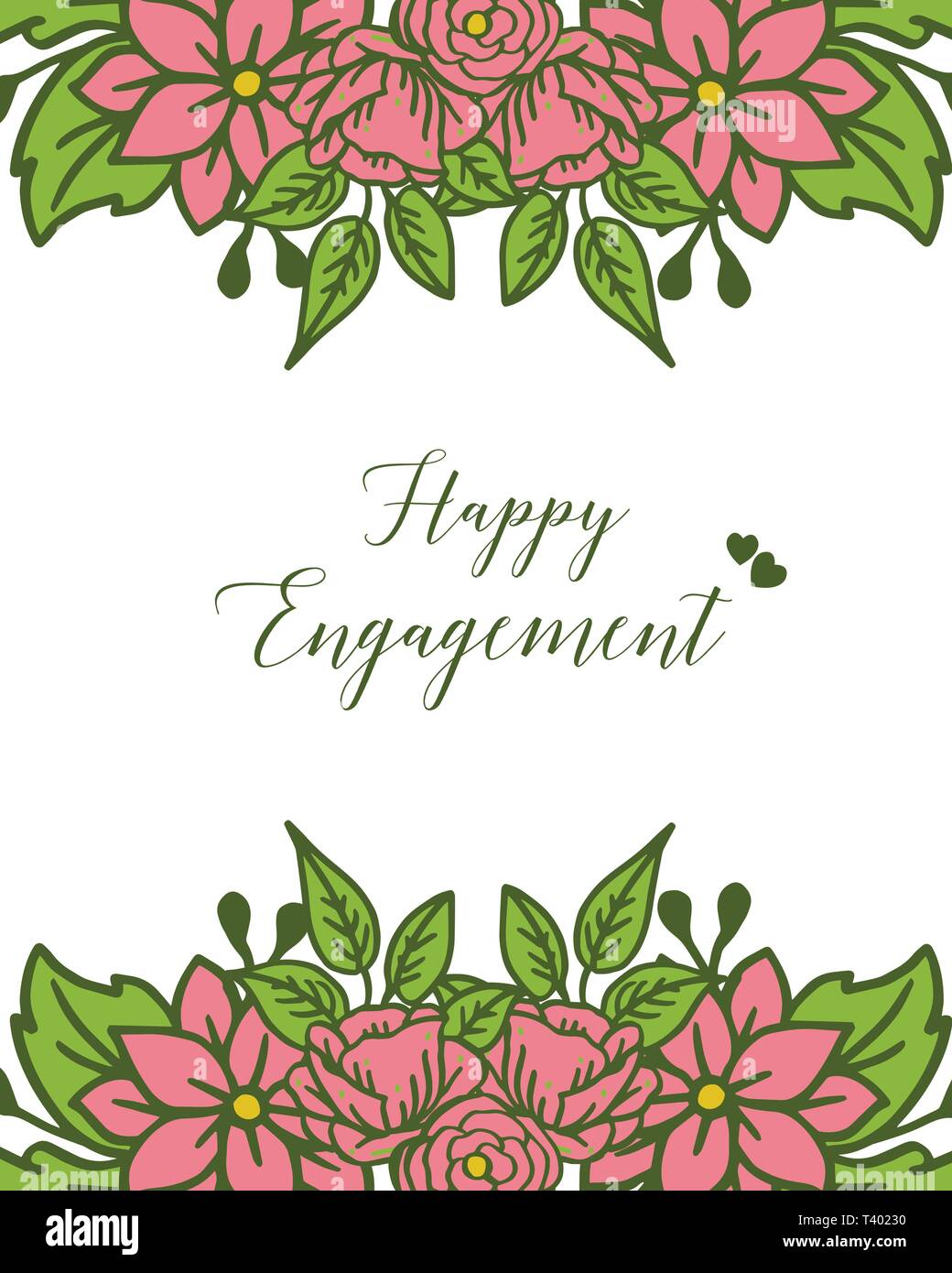 Vector illustration écrit heureux avec engagement de ornementé floral frame hand drawn Illustration de Vecteur