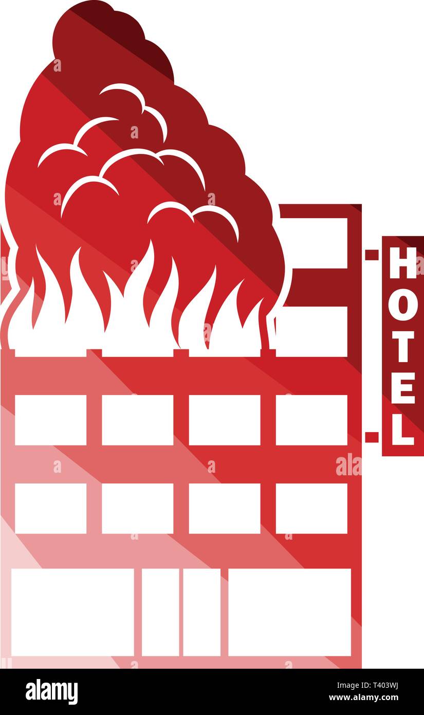 Bâtiment de l'hôtel dans l'icône d'incendie. Télévision couleur design. Vector illustration. Illustration de Vecteur