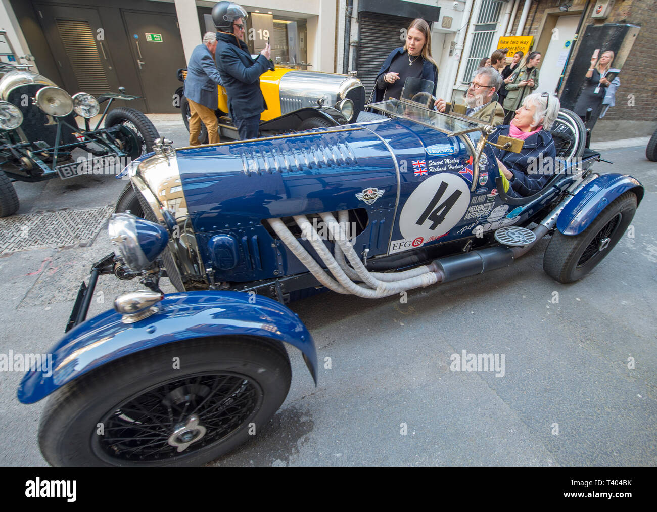 Plus de 25 Bentleys Pre-War Bonhams à New Bond Street pour l'aperçu de "l'âge d'activité' Exposition célébrant les 100 ans du racing Bentley. Banque D'Images