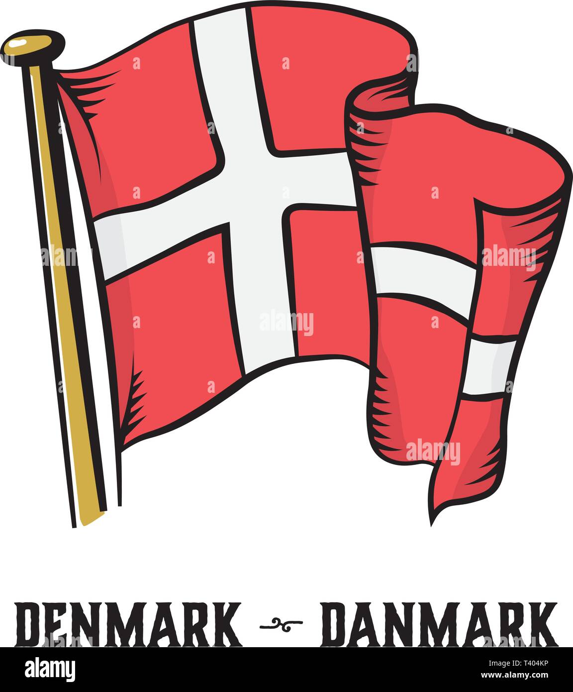 Vintage style gravure drapeau Danemark vector illustration Illustration de Vecteur