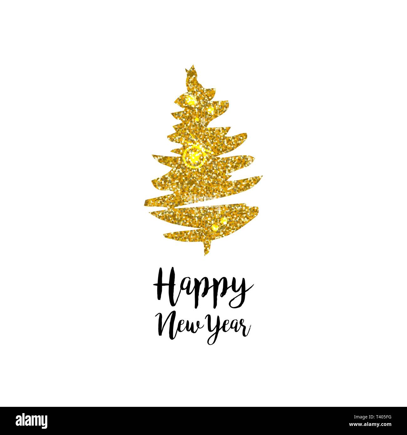 Lettrage d'arbre de Noël Gard. Golden glitter silhouette vecteur. La