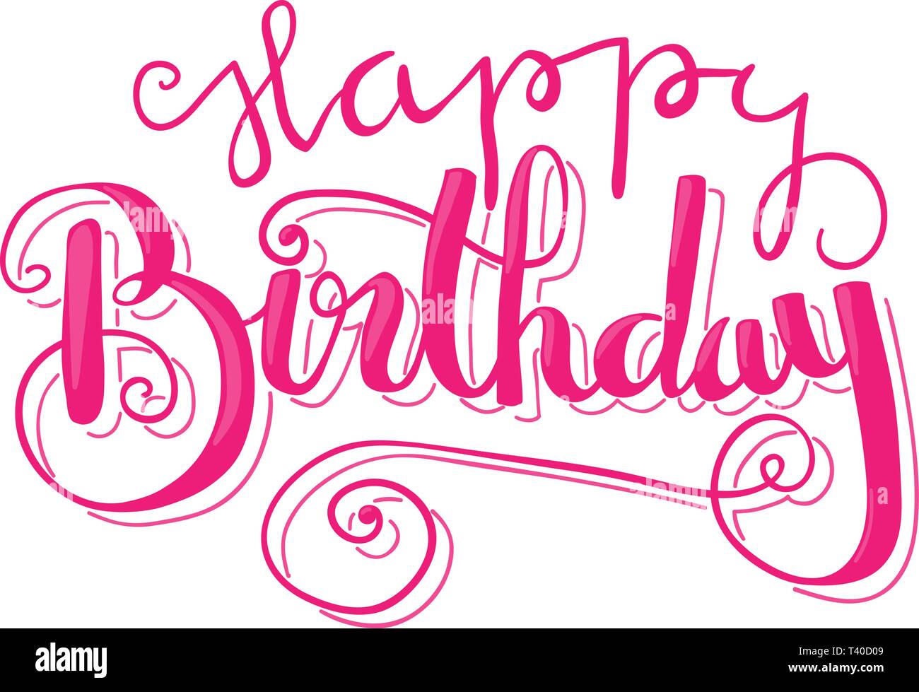 La main de lettrage décoratif le texte Joyeux Anniversaire Illustration de Vecteur