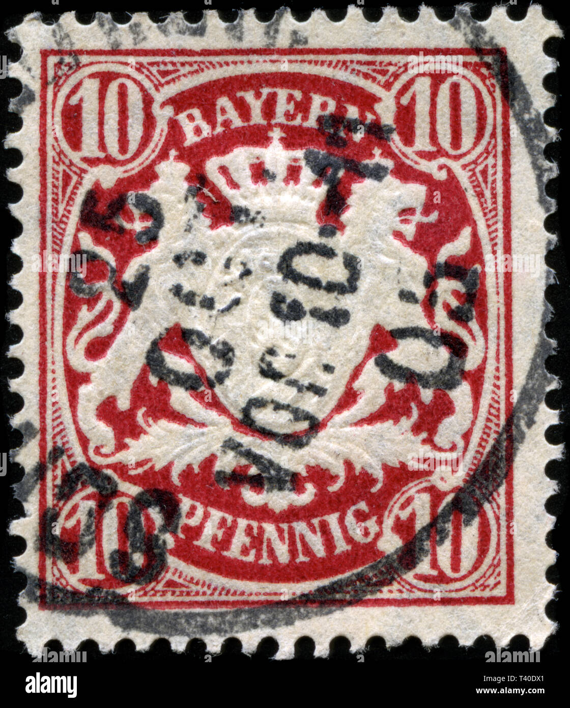 Timbre-poste de la états allemands dans la Bavière série émise en 1876 Banque D'Images