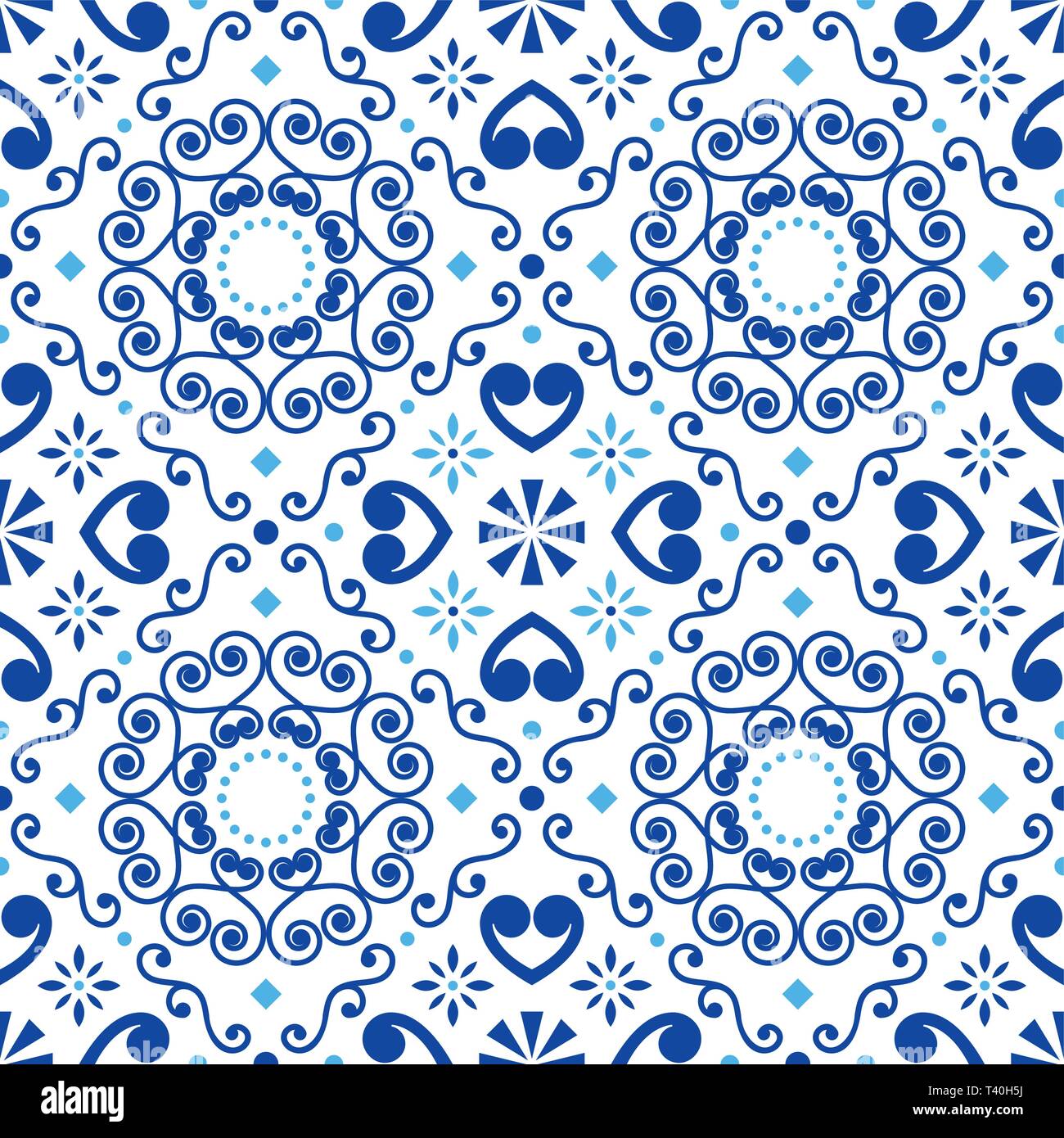 Portugais ou Espagnol retro seamless vector Azulejos carreaux, modèle de conception géométrique repetitve - textile ou papier peint fond Illustration de Vecteur