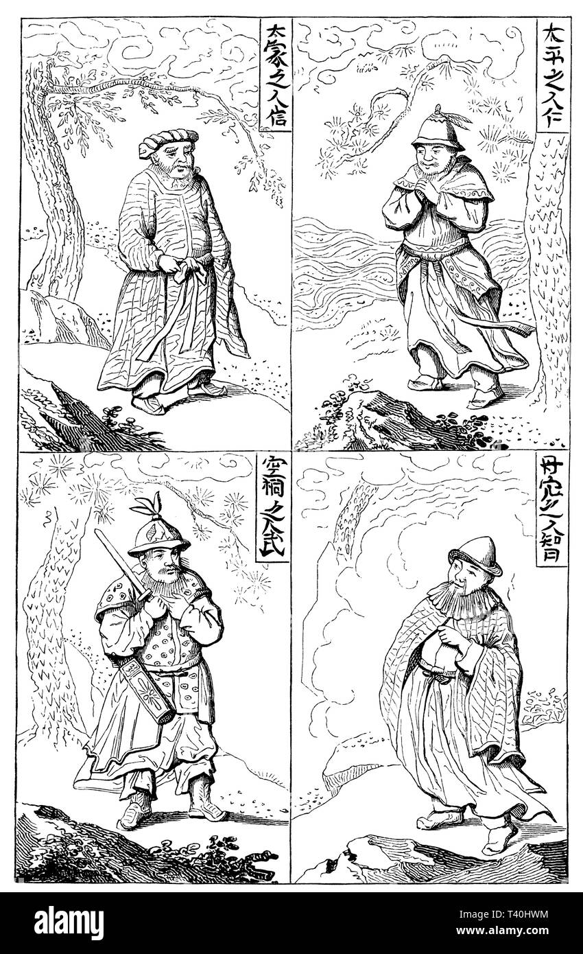 Les Chinois anciens peuples. Après une gravure sur bois, Chinois Banque D'Images