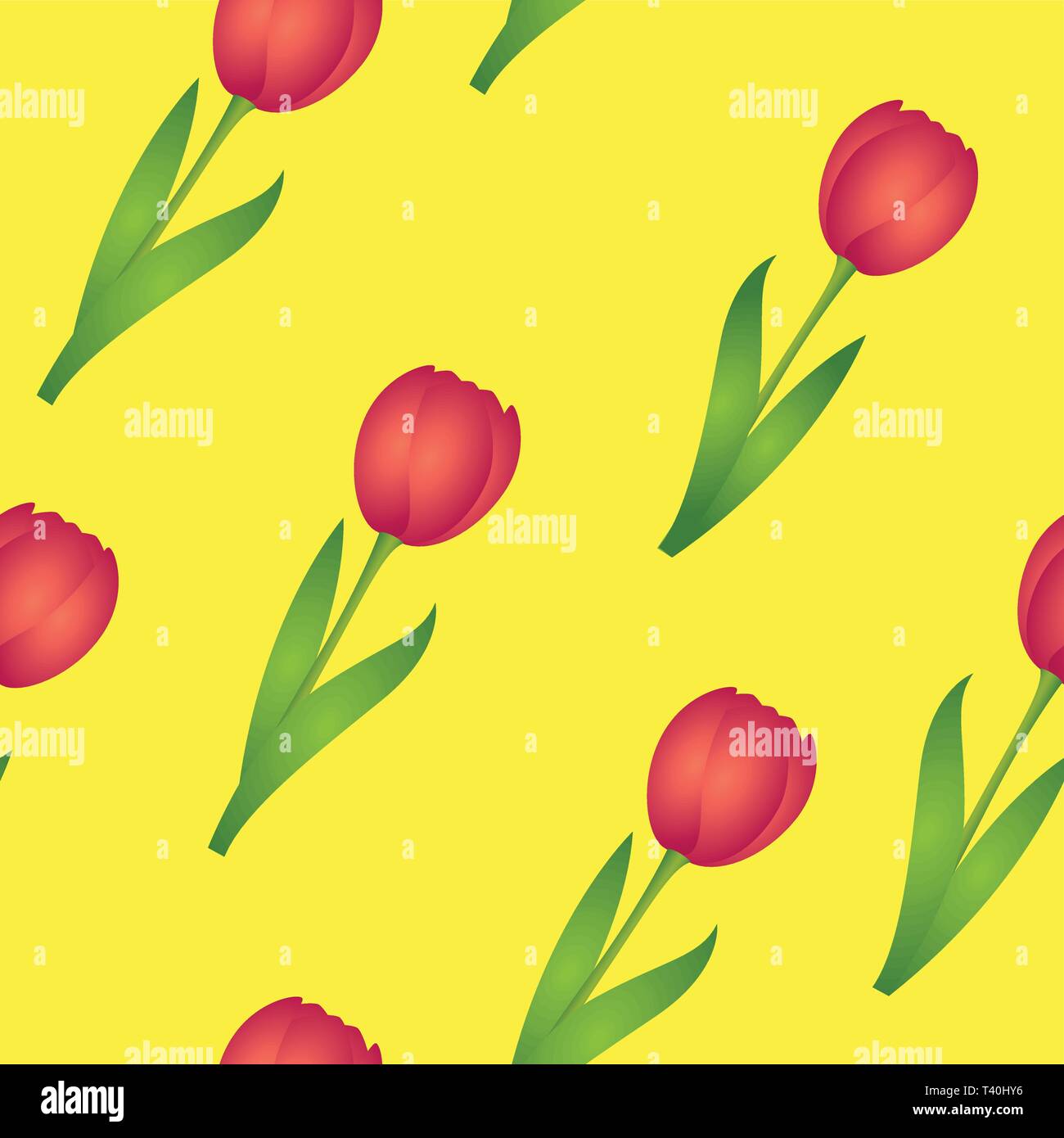 Motif transparent tulipes rouges sur fond jaune design printemps EPS10 vector illustration Illustration de Vecteur