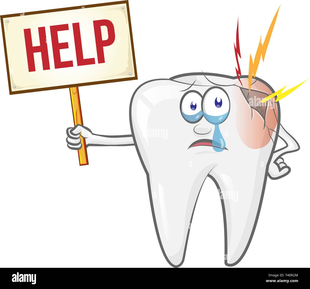 Cute cartoon se sentir mal de dent. caries dentaires. vector illustration Illustration de Vecteur