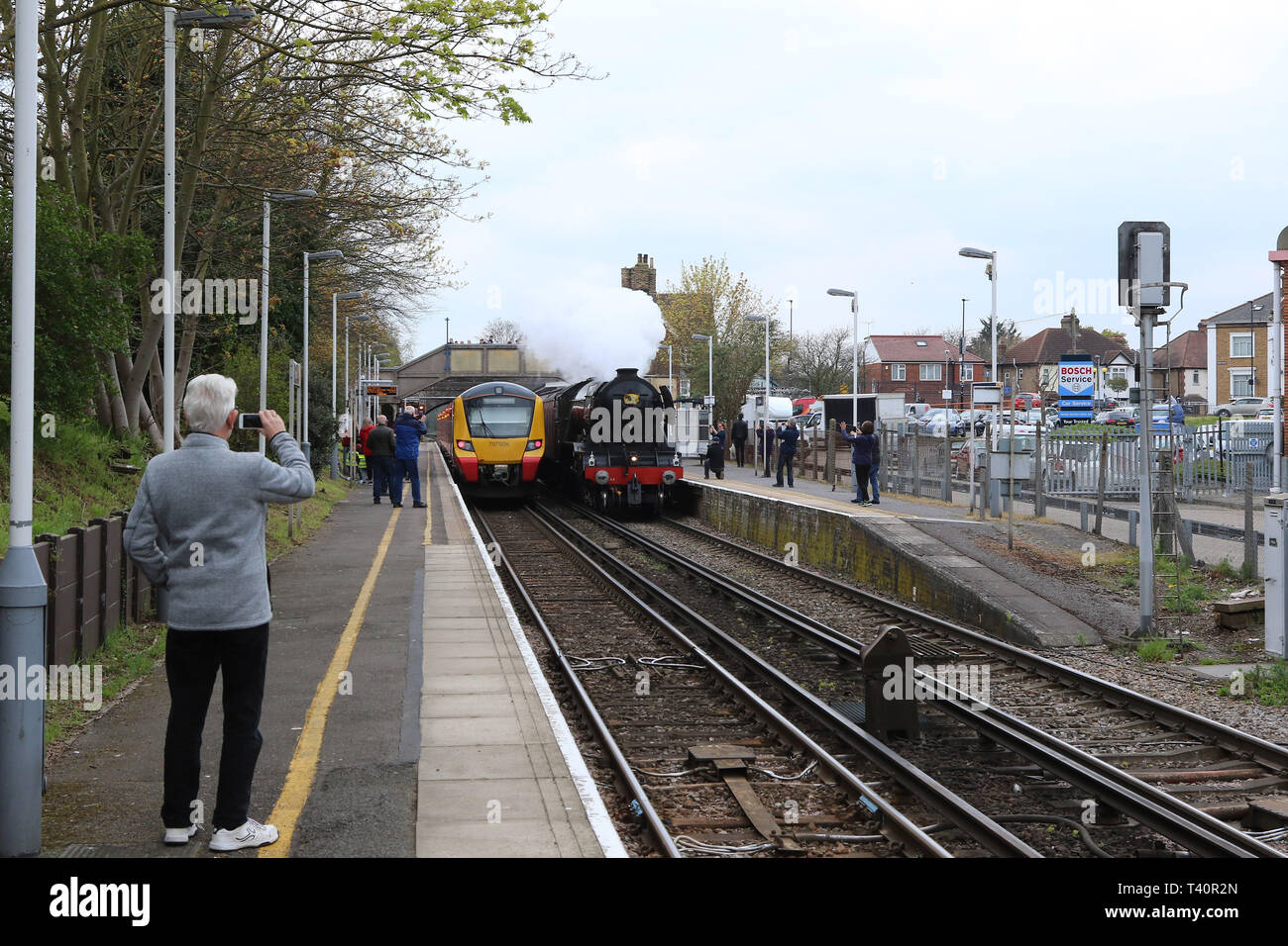 Flying Scotsman Locomotive à vapeur, la gare de Hounslow, London, UK, 12 avril 2019, photo de Richard Goldschmidt Banque D'Images