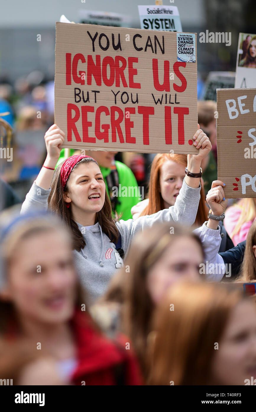 UK étudiants participent à une grève de la crise climatique à Londres, que des manifestations sont prévues dans les villes et les villes à travers le Royaume-Uni dans le cadre d'YouthStrike4mouvement climatique. Banque D'Images