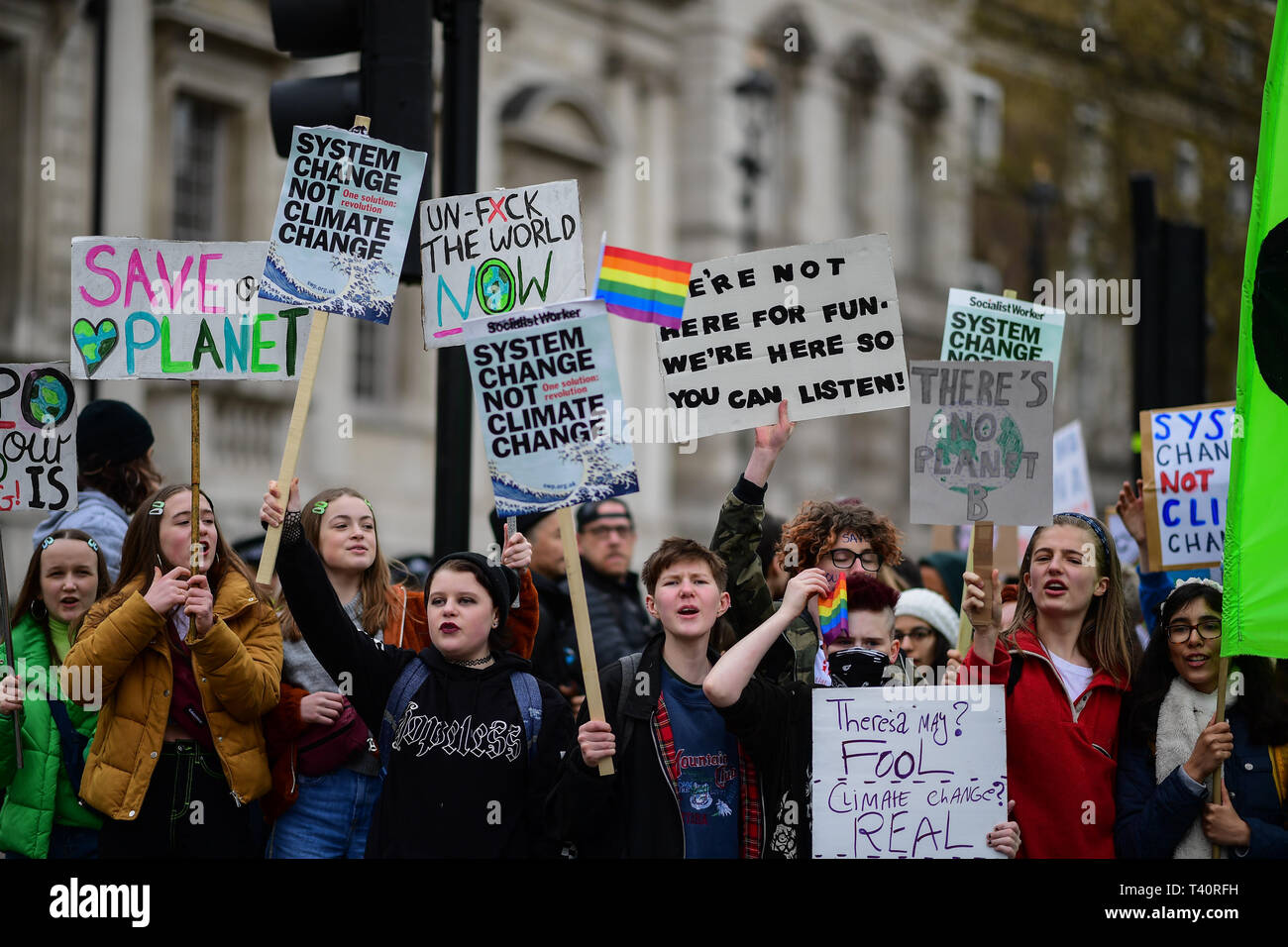 UK étudiants participent à une grève de la crise climatique à Londres, que des manifestations sont prévues dans les villes et les villes à travers le Royaume-Uni dans le cadre d'YouthStrike4mouvement climatique. Banque D'Images