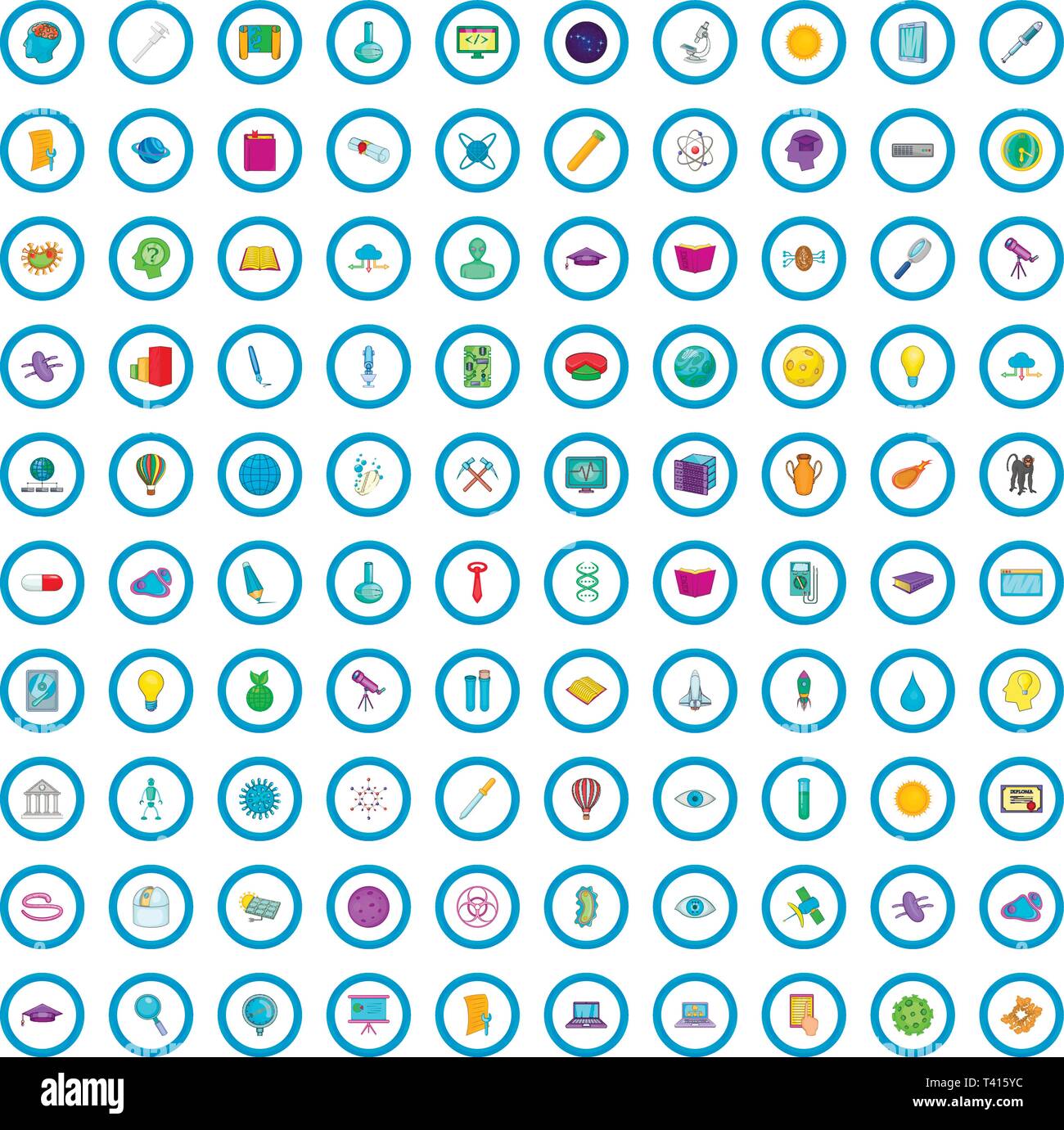 Développement 100 icons set, cartoon style Illustration de Vecteur