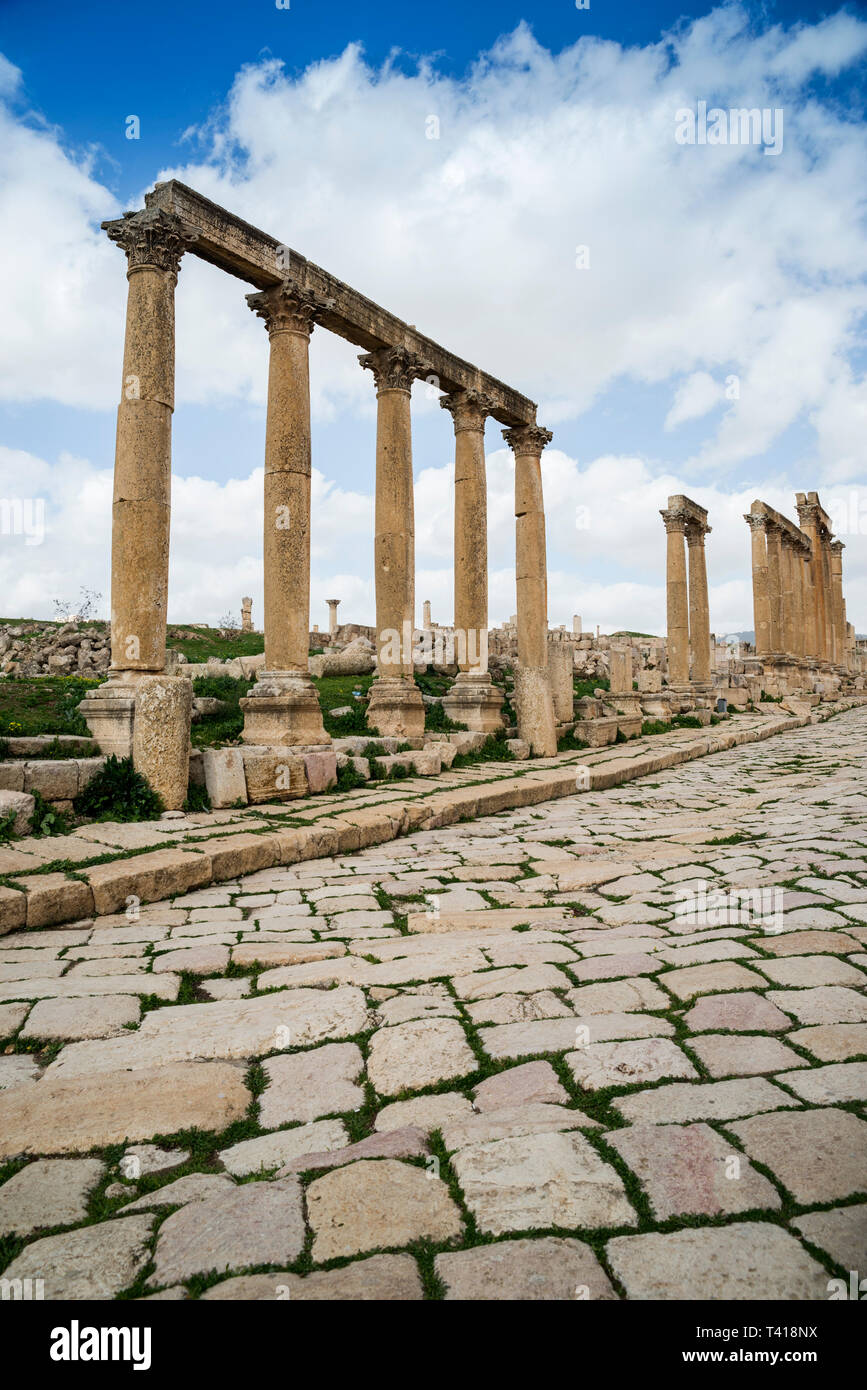 Anciennes ruines, Jerash, Jordanie Banque D'Images