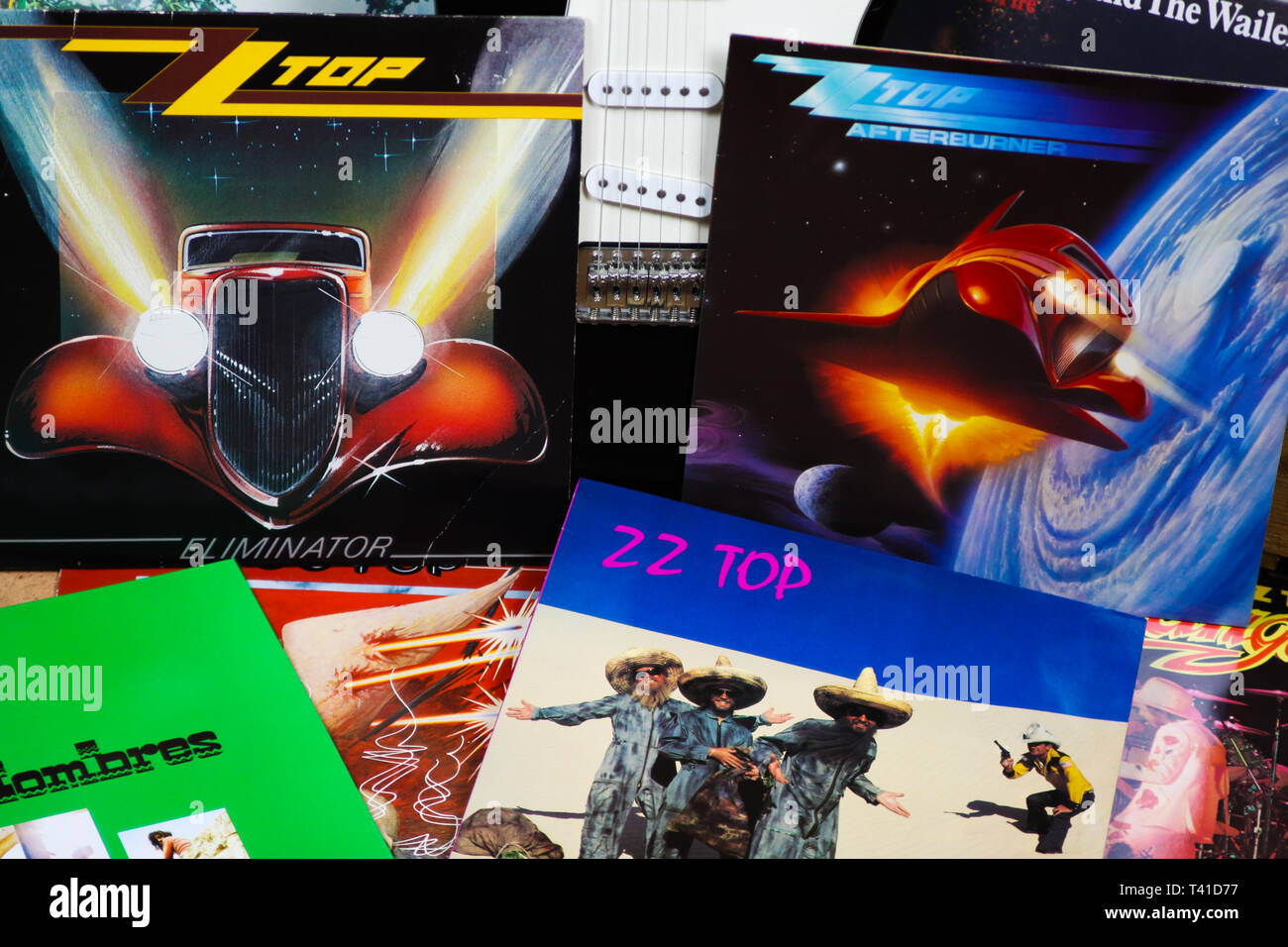 VIERSEN, ALLEMAGNE - le 10 mars. 2019 : Avis sur collection de ZZ Top vinyl records Banque D'Images