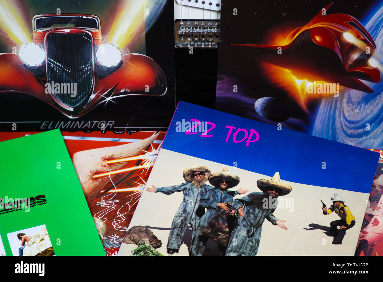 VIERSEN, ALLEMAGNE - le 10 mars. 2019 : Avis sur collection de ZZ Top vinyl records Banque D'Images