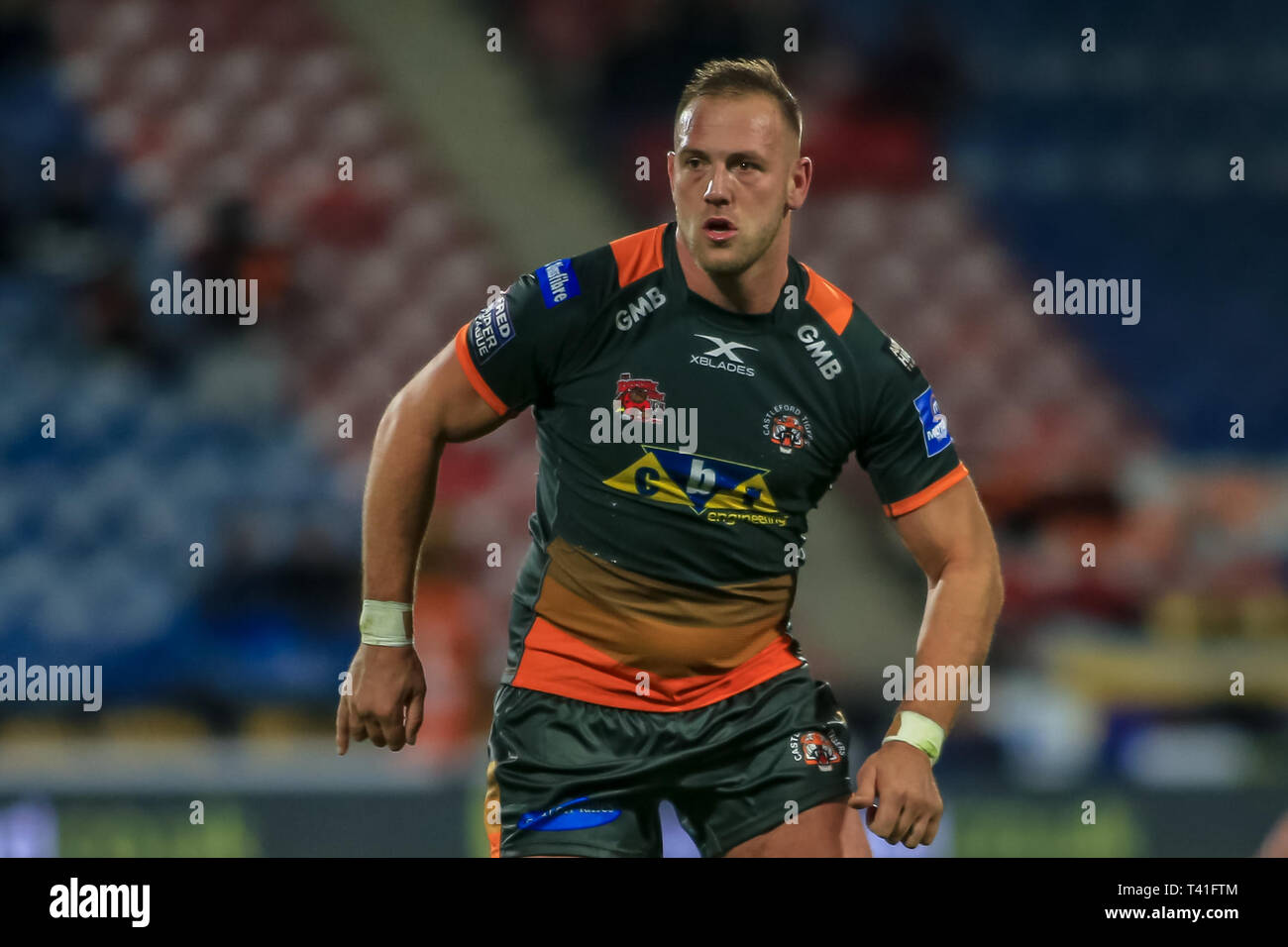 11 AVRIL 2019 , John Smiths Stadium, Huddersfield, Angleterre ; Betfred Super League, Round 10, Huddersfield Giants vs Castleford Tigers ; Liam Watts de Castleford Tigers pendant le jeu Craig Crédit Milner/News Images Banque D'Images