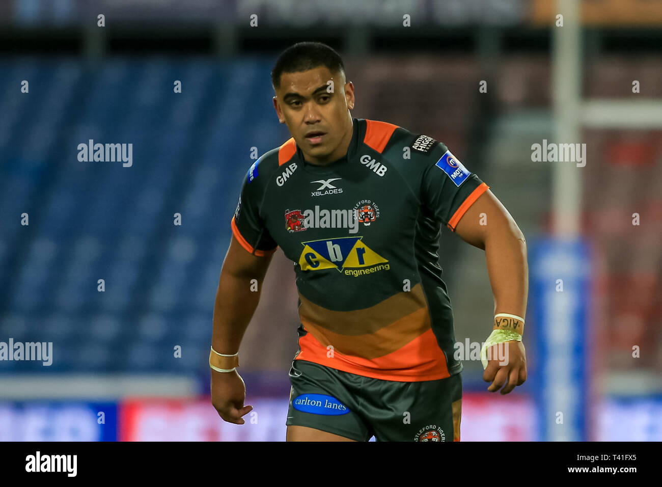 11 AVRIL 2019 , John Smiths Stadium, Huddersfield, Angleterre ; Betfred Super League, Round 10, Huddersfield Giants vs Castleford Tigers Junior ; maures de Castleford Tigers au cours de l'gameCredit Craig Milner/News Images Banque D'Images