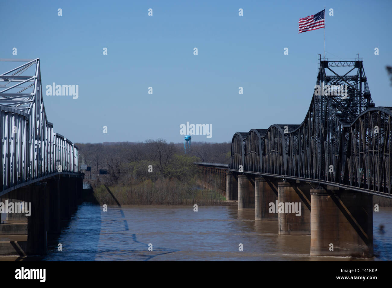 Pont de la rivière Mississippi Vicksburg, MS à Delta, LA Banque D'Images