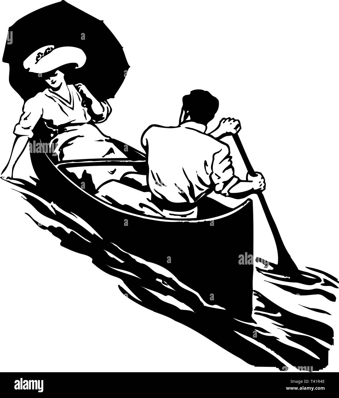 Amoureux au Canoe Vector Illustration Illustration de Vecteur