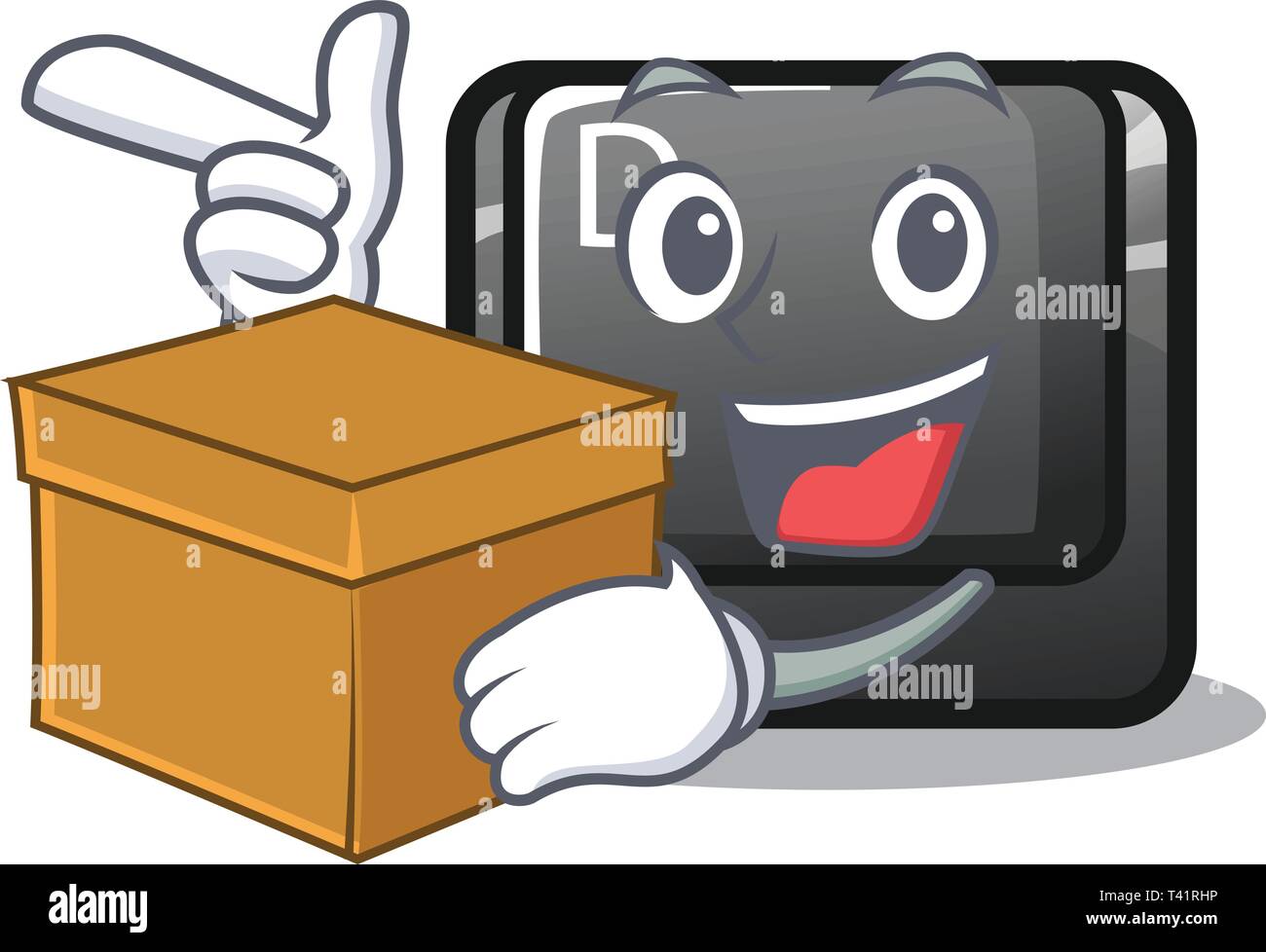 Avec fort bouton D isolés dans le dessin animé Illustration de Vecteur