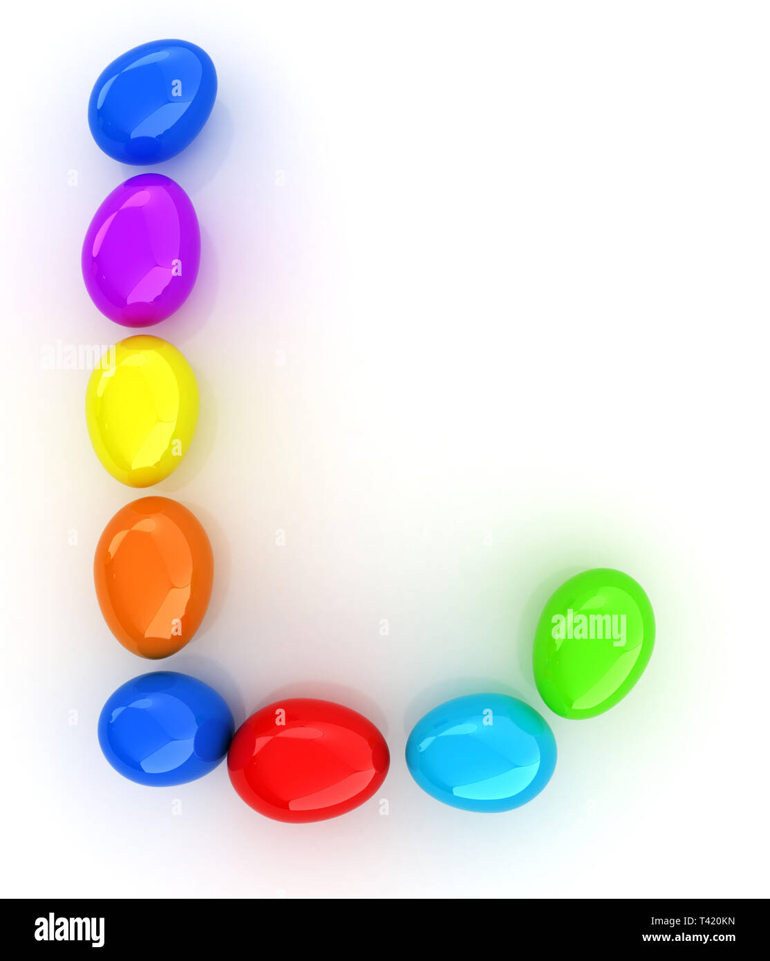 Oeufs colorés de l'alphabet. Lettre 'L' Banque D'Images