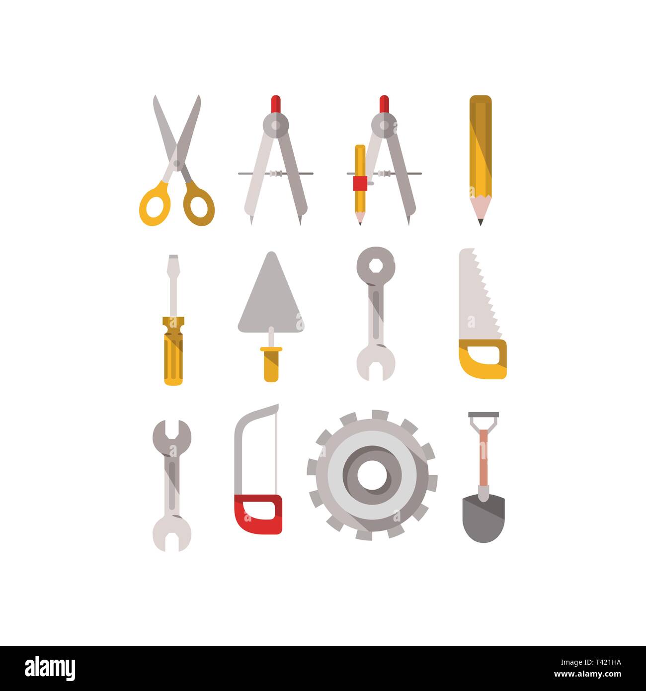 Objets d'ensemble d'outils de construction Illustration de Vecteur