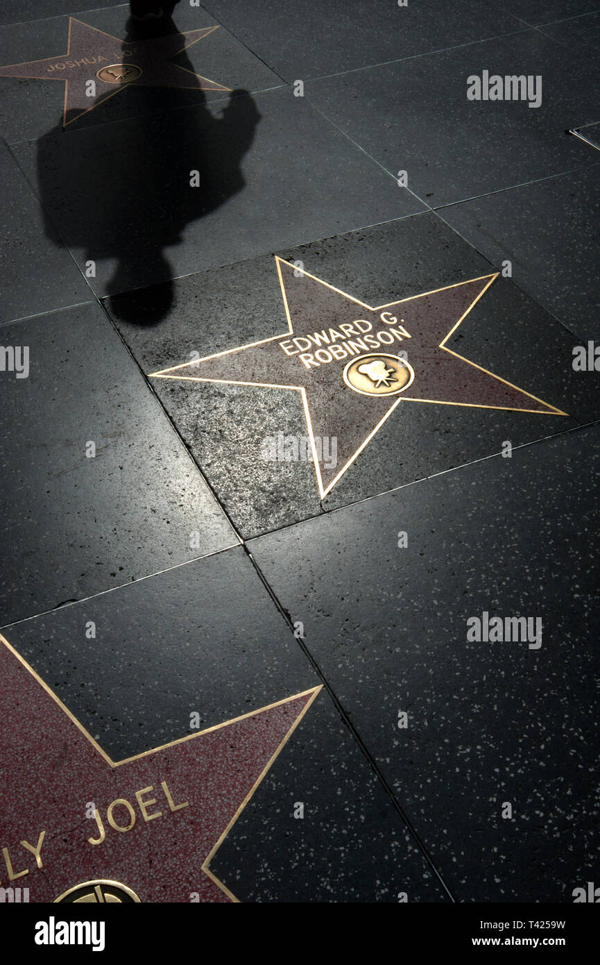Stars dans trottoir sur Hollywood Blvd. Walk of Fame, Los Angeles, CA Banque D'Images