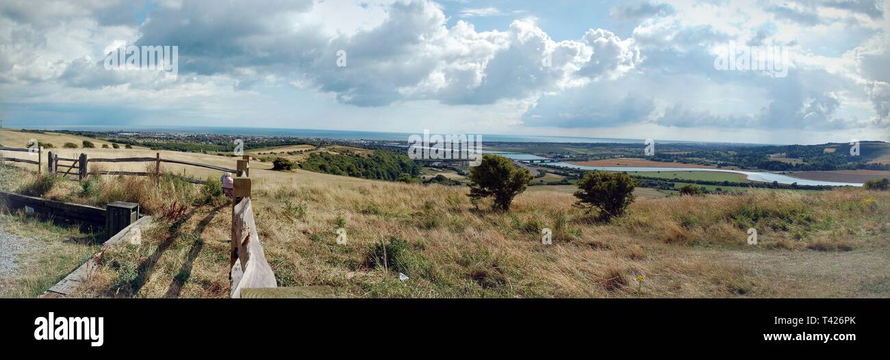 Photo panoramique du château. Lambetts Prises dans le Devon UK Banque D'Images