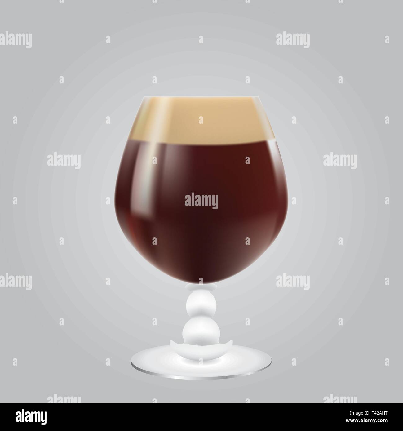 Bière très sombre dans un verre spécial. Illustration de Vecteur