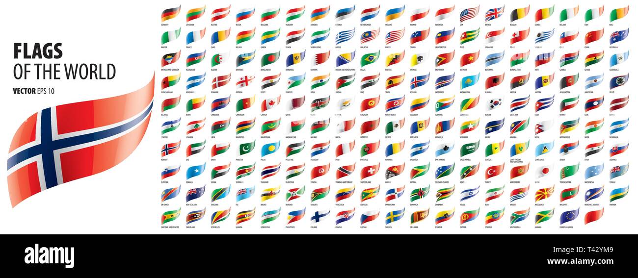 Les drapeaux nationaux des pays. Vector illustration sur fond blanc Illustration de Vecteur