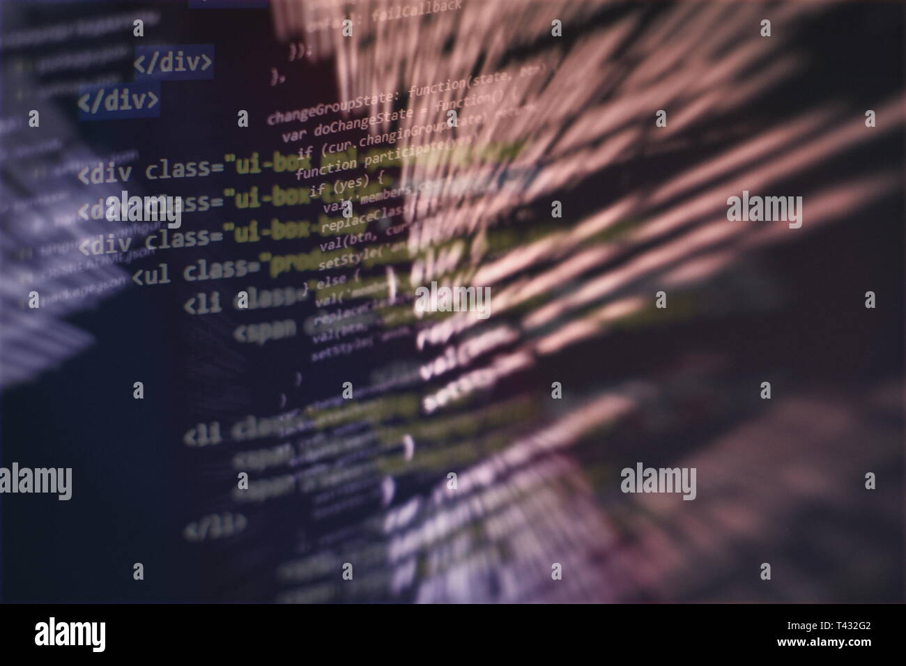 Code source de programmation HTML pour le développement de site Web. Les journaux du serveur d'analyse. Banque D'Images