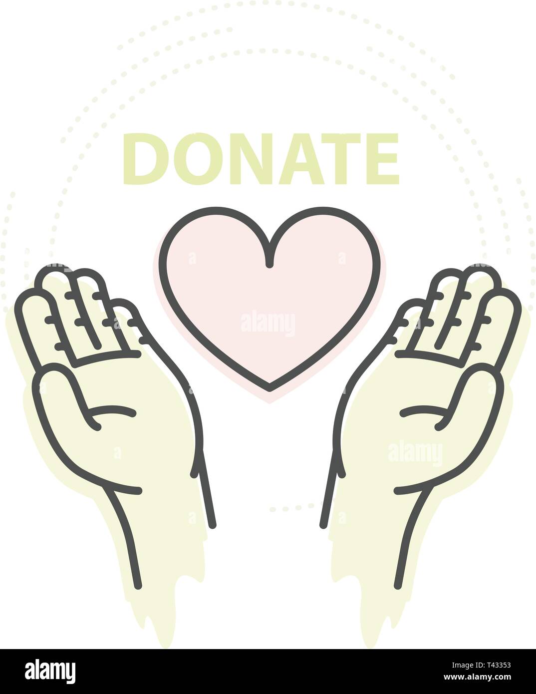 Mains tiennent coeur - la charité, don et aider concept Illustration de Vecteur