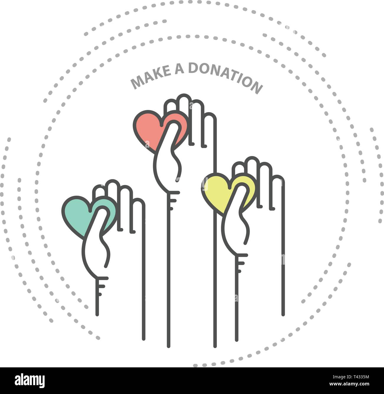 Don de charité, et de la philanthropie icône concept - mains avec coeur, aide Illustration de Vecteur