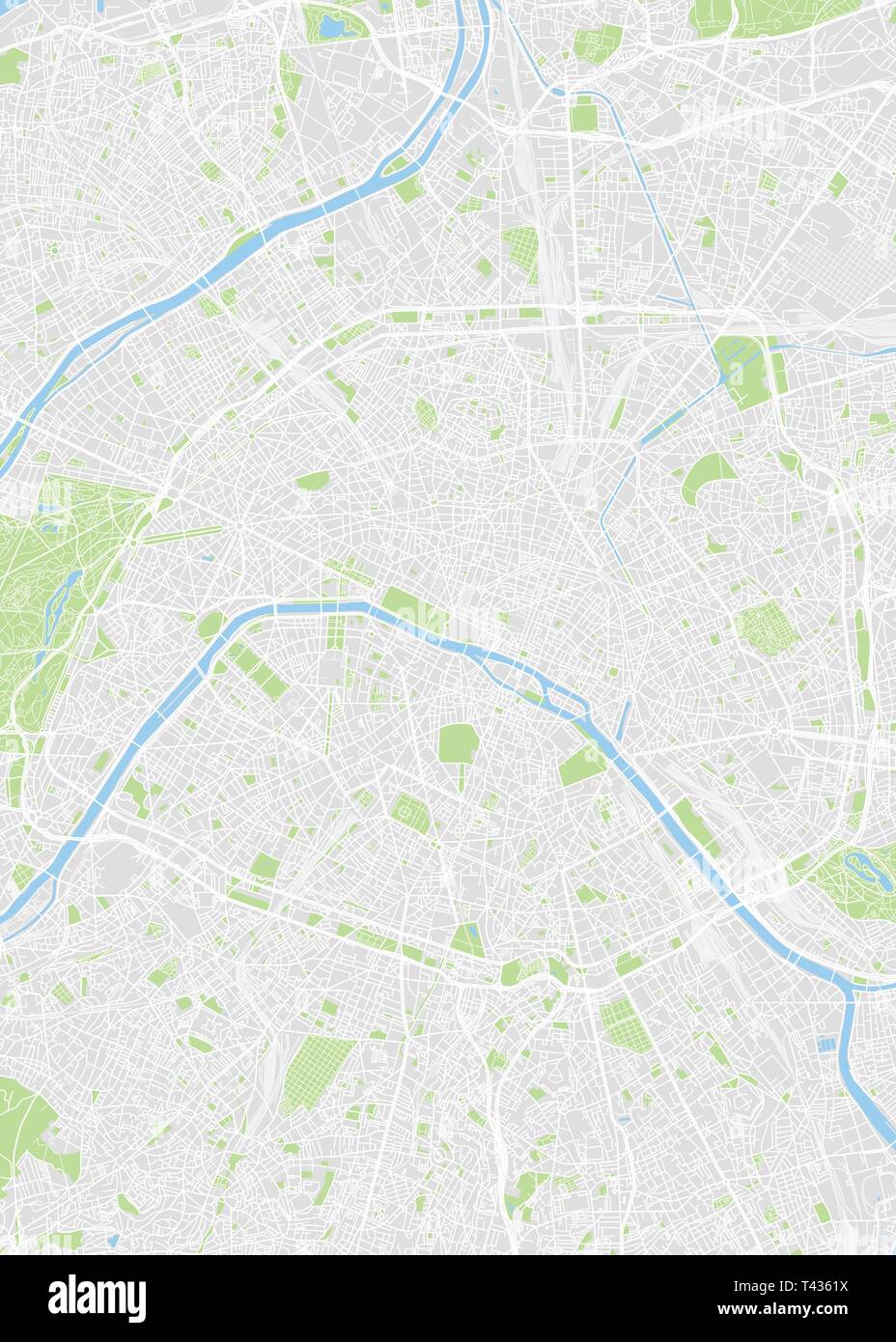 Plan de ville Paris, couleur plan détaillé, vector illustration Illustration de Vecteur