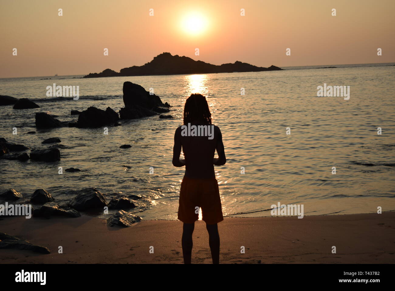 Coucher du soleil sur la plage Banque D'Images