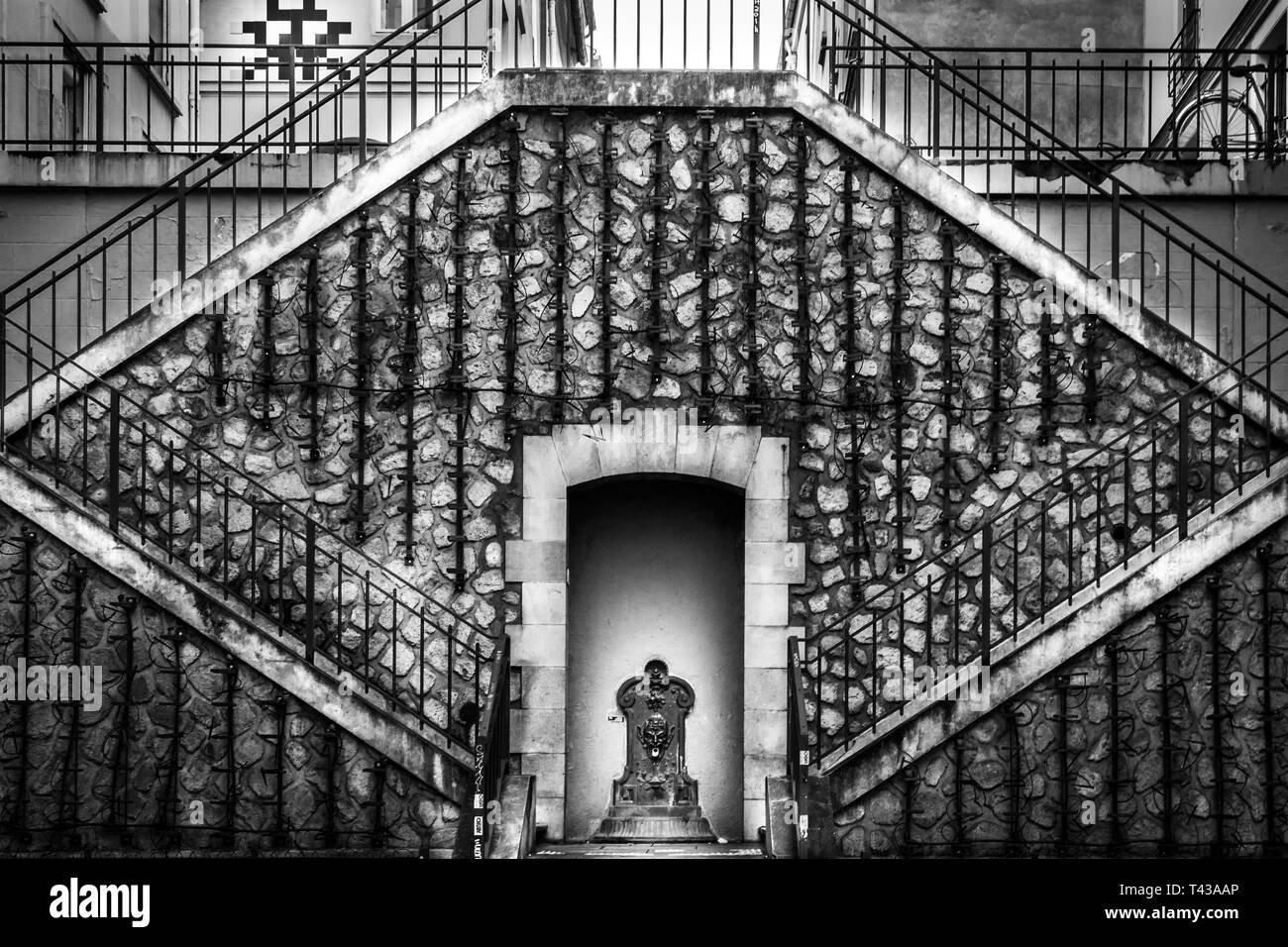 Paysage urbain de l'escalier à Paris 5 Banque D'Images