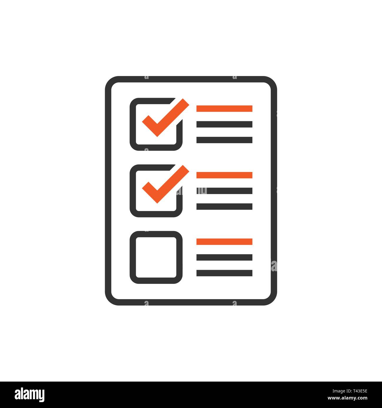 Liste de signer dans l'icône de style plat. Illustration vecteur de l'enquête sur fond blanc isolé. Coche banner concept d'entreprise. Illustration de Vecteur
